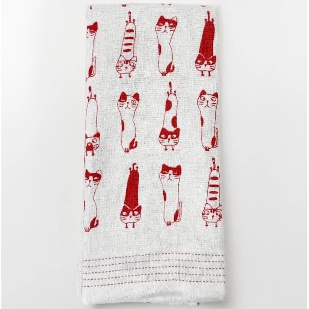 NEW Kontex Imabari Towel, JAPAN Tenugui, Red Cute Cat Design, 1 piece